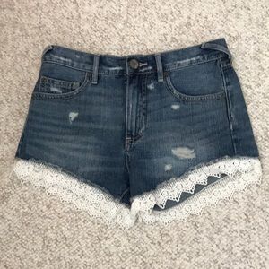 Free people jean lace shorts
